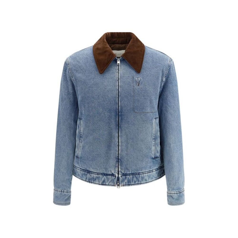 Ami Paris Blue Cotton Denim Men's Jacket
